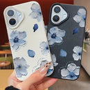 Case Minimalista Floral para iPhone – Branca e Preta com Flores Azuis