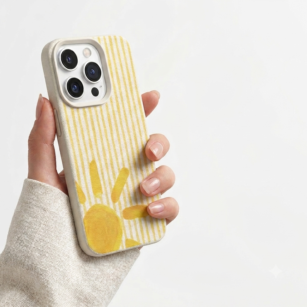 Case Branca com Estampa de Sol para iPhone