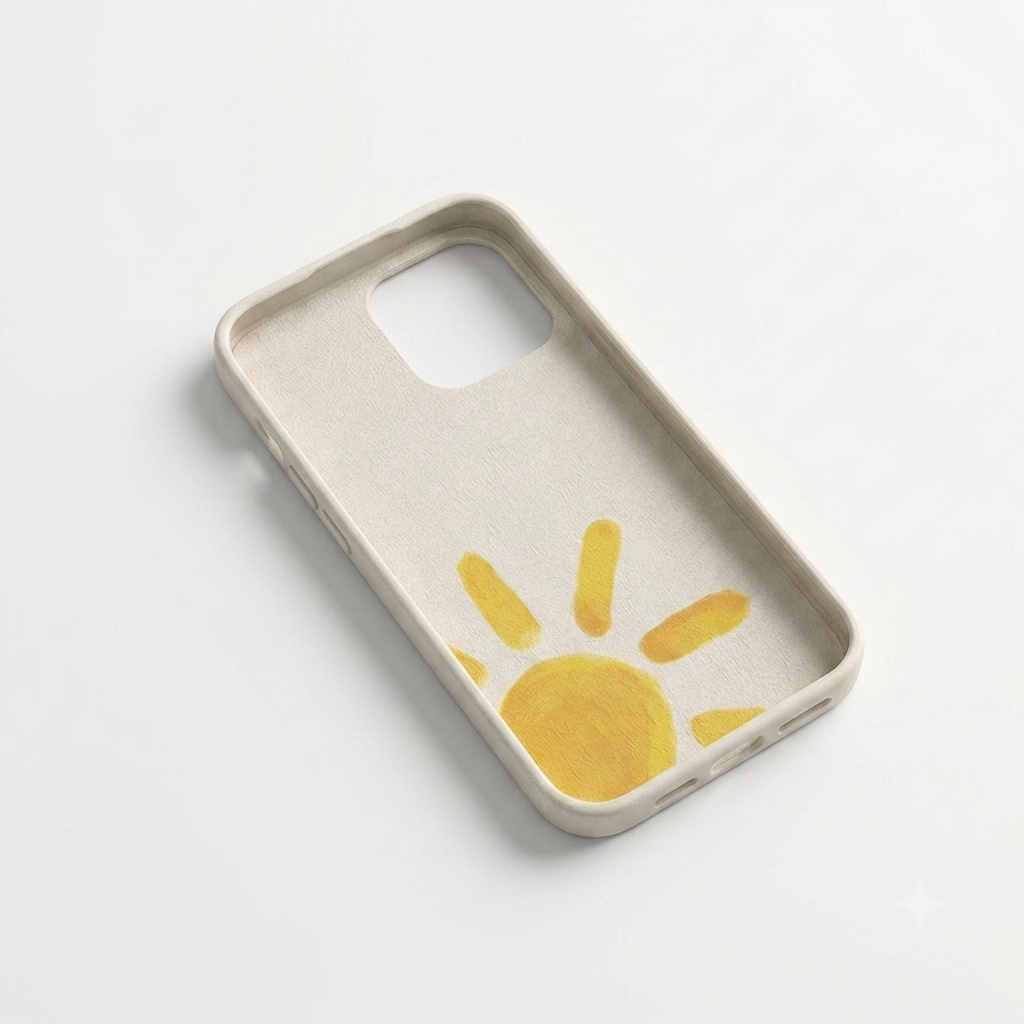 Case Branca com Estampa de Sol para iPhone