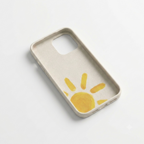 Case Branca com Estampa de Sol para iPhone