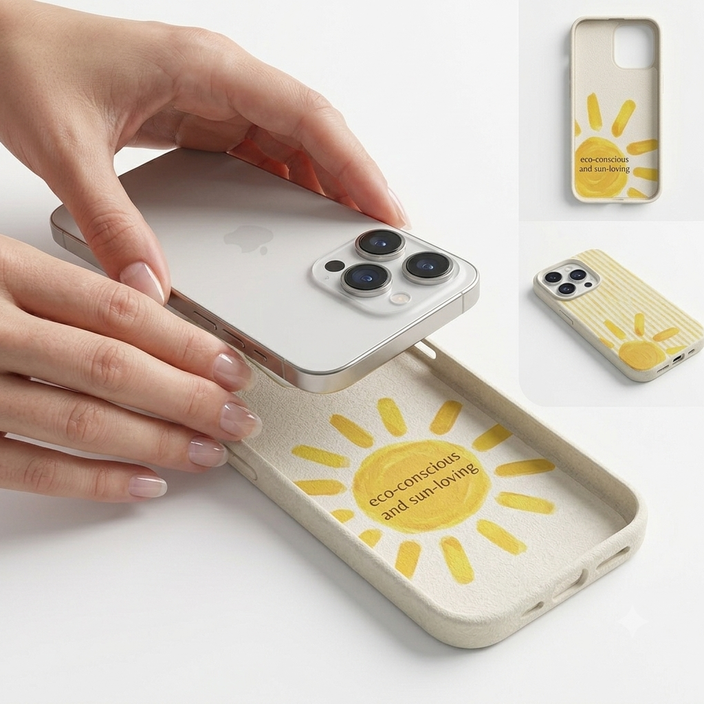 Case Branca com Estampa de Sol para iPhone
