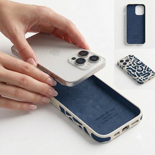Case Branca com Estampa Abstrata para iPhone – Design Minimalista Premium