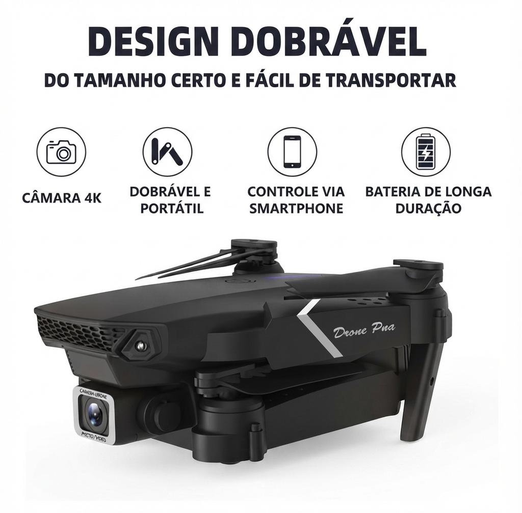 Drone DLI E88 Dobrável com Câmera Dupla Full HD 1080P + 1 Bateria | Controle Remoto
