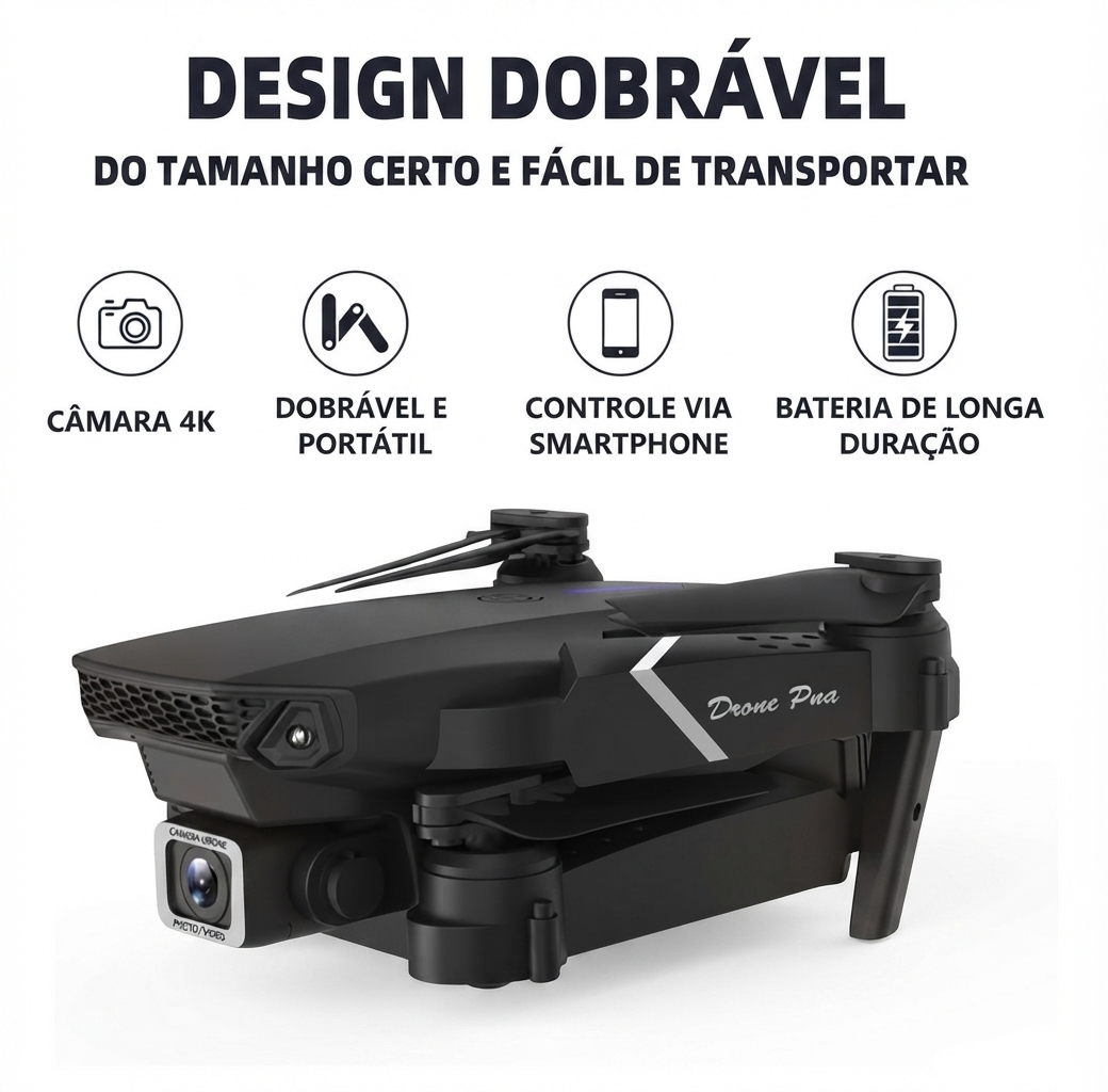 Drone DLI E88 Dobrável com Câmera Dupla Full HD 1080P + 1 Bateria | Controle Remoto