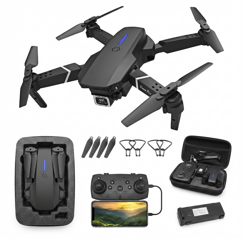 Drone DLI E88 Dobrável com Câmera Dupla Full HD 1080P + 1 Bateria | Controle Remoto