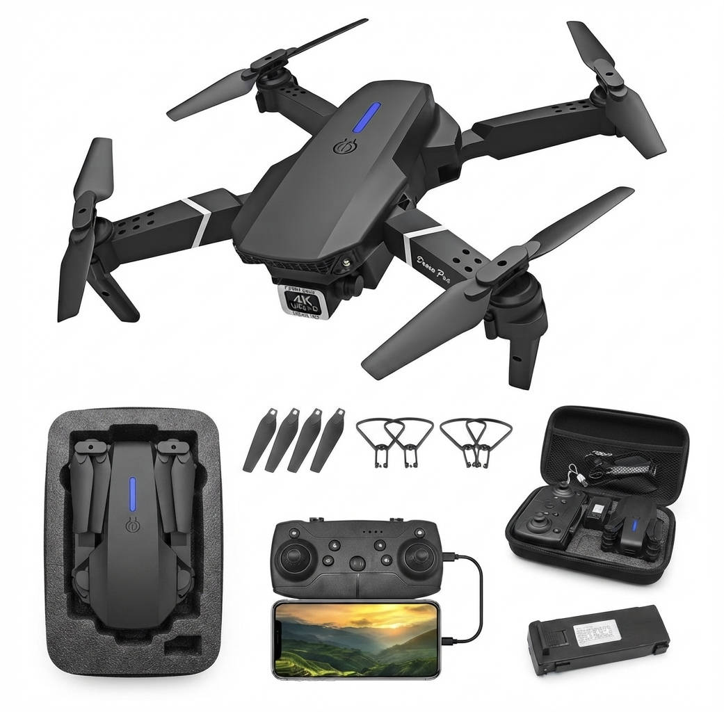 Drone DLI E88 Dobrável com Câmera Dupla Full HD 1080P + 1 Bateria | Controle Remoto