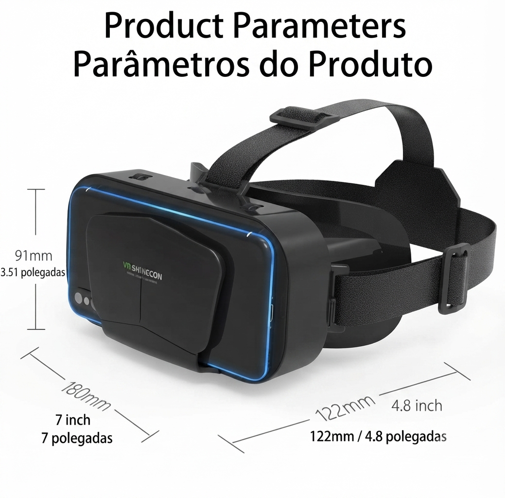 Óculos de Realidade Virtual 3D VR Smart para iPhone e Android com Lentes HD Ajustáveis