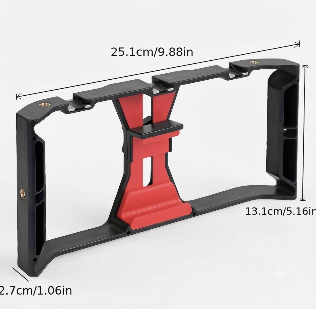 Estabilizador Portátil Versátil para Celular com Suporte para Microfone – 3 Sapatas Frias e Múltiplas Roscas 1/4” para Fotos, Vídeos e Lives