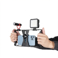 Estabilizador Portátil Versátil para Celular com Suporte para Microfone – 3 Sapatas Frias e Múltiplas Roscas 1/4” para Fotos, Vídeos e Lives