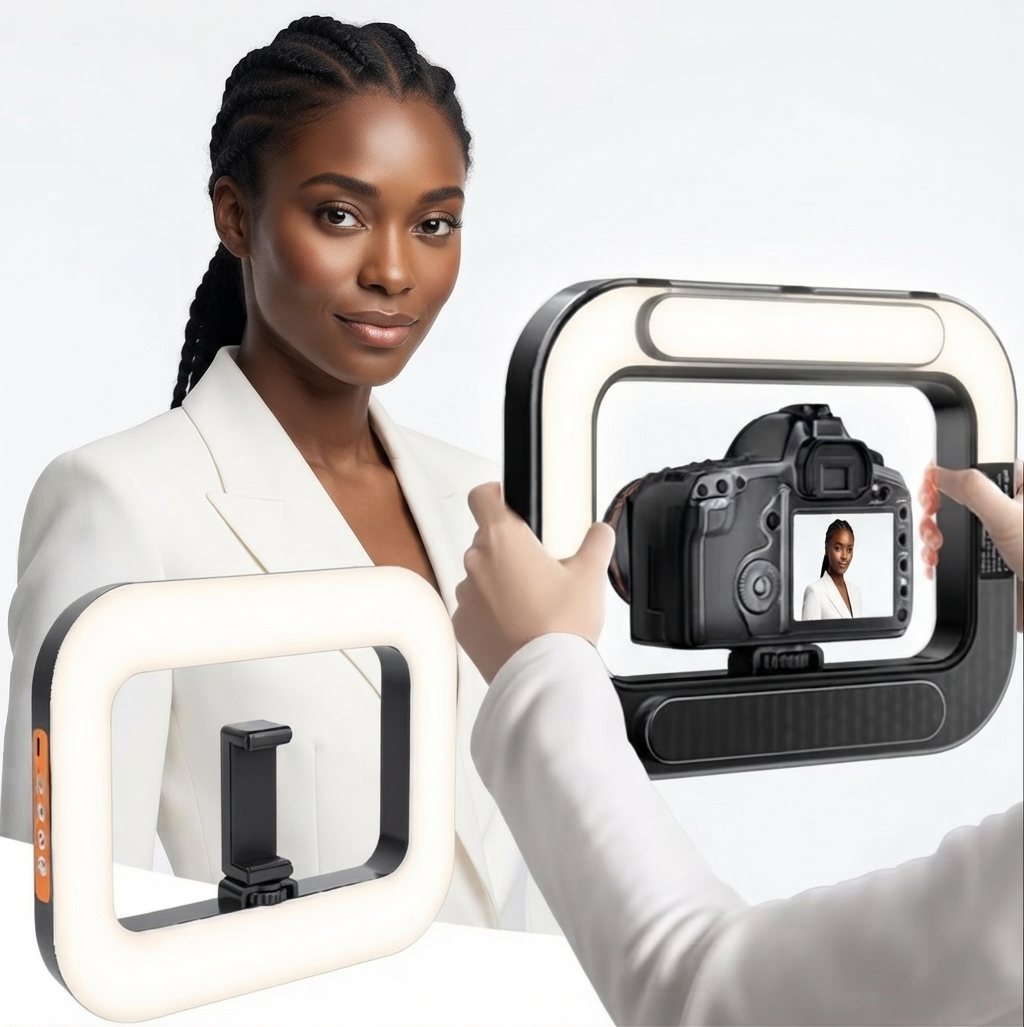 Luz LED Portátil para Celular com Suporte de Mão | Iluminação Profissional para Selfies, Vlogs e Conteúdos